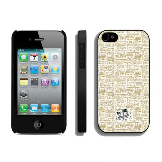 Coach Fashion Logo Khaki iPhone 4 4S Cases AUC | Women - Click Image to Close